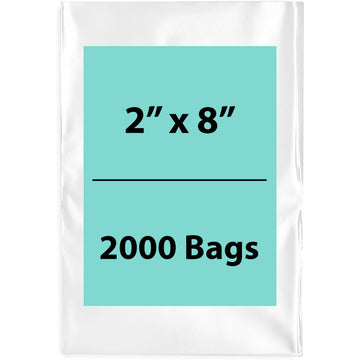 Clear Poly Bags 4 Mil size: 2 inch (width) X 8 inch (Height) Pack of 2000 Bags